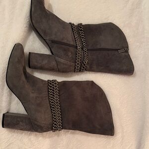 White House Black Market Charcoal Heeled Boots